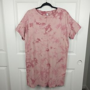 Old Navy Women's Large Pink Tie Dye Soft Cotton Tee Shirt Dress